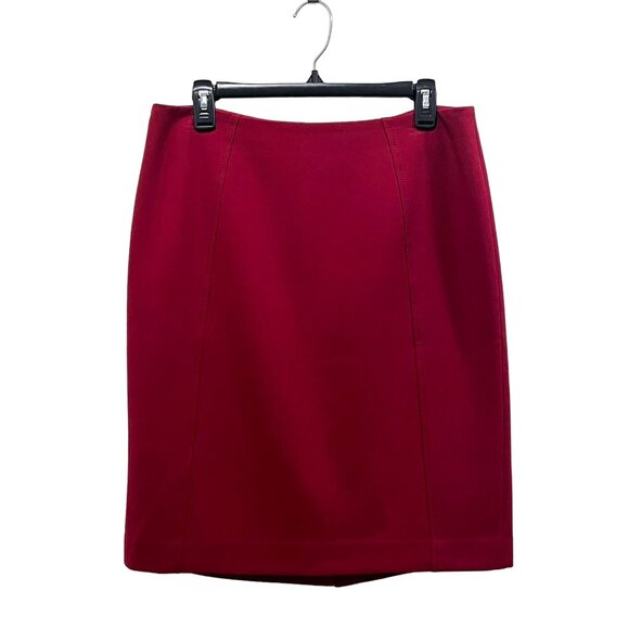 Rich Ruby Red Pencil Skirt — Lined Winter Workwear Essential, Size 10 - Picture 4 of 12